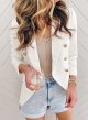 Women's casual pocket office suit jacket with pleated front placket jacket